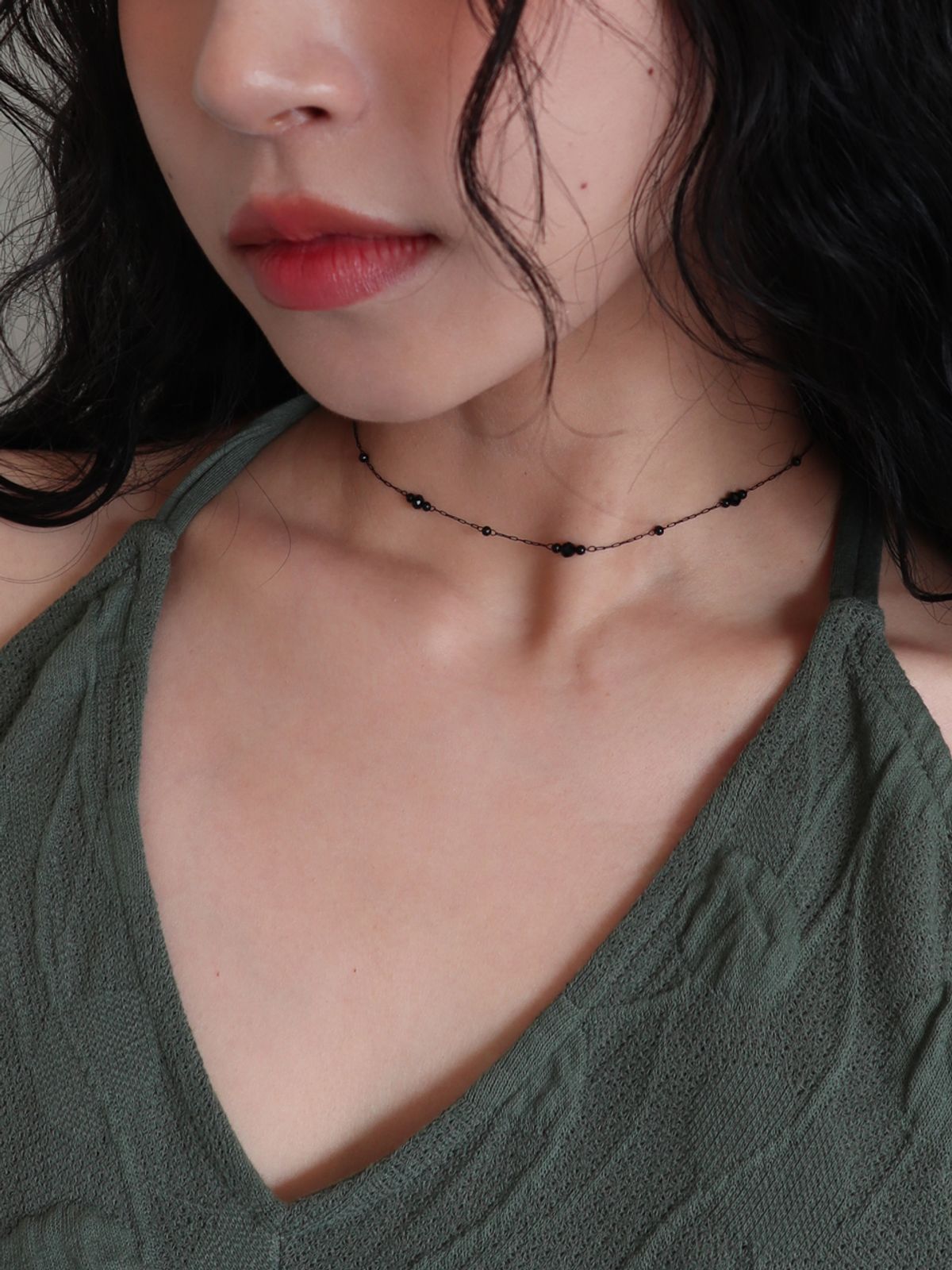 애플파이오더(APPLE PIE ORDER) Black Chain Beads Choker.