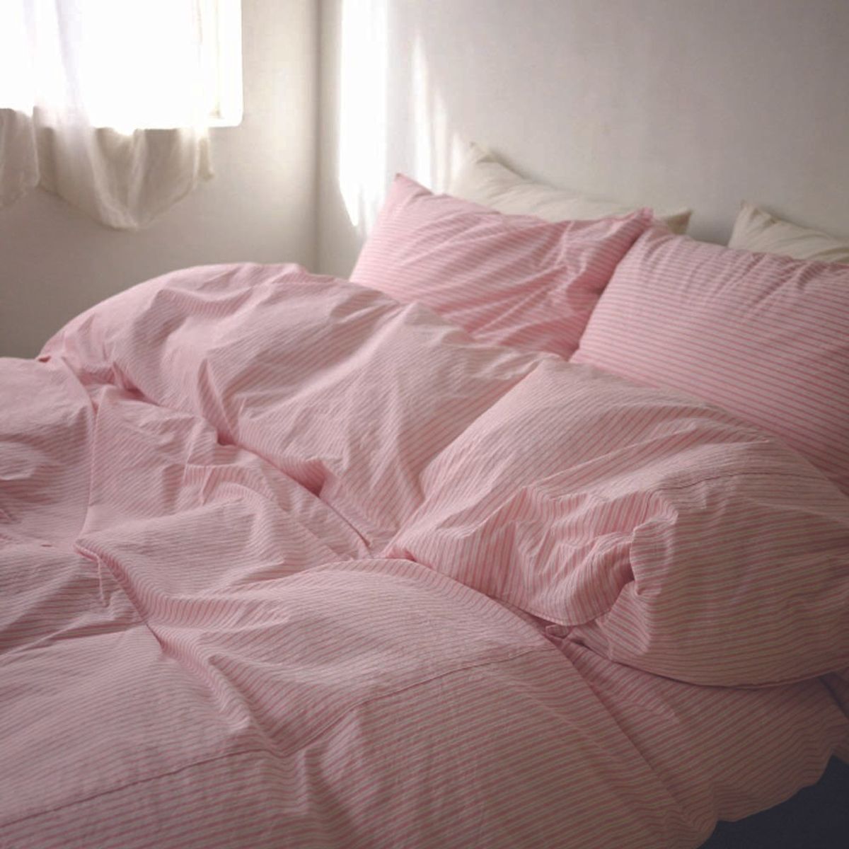 봄봄패브릭스(BOMBOM FABRICS) Soft, washed cotton bedding 60수 Stripe / pink