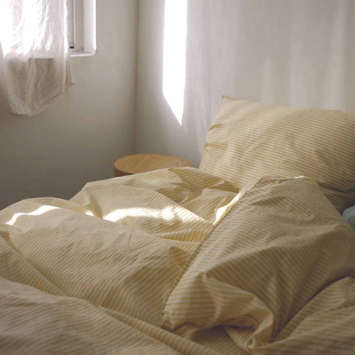 봄봄패브릭스(BOMBOM FABRICS) Soft, washed cotton bedding 60수 Stripe / yellow