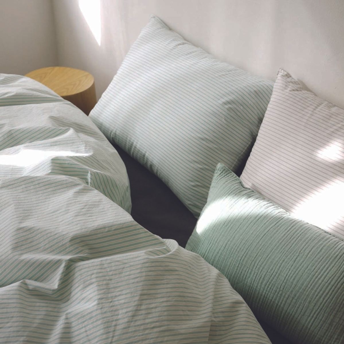 봄봄패브릭스(BOMBOM FABRICS) Soft, washed cotton bedding 60수 Stripe /pastel turquoise
