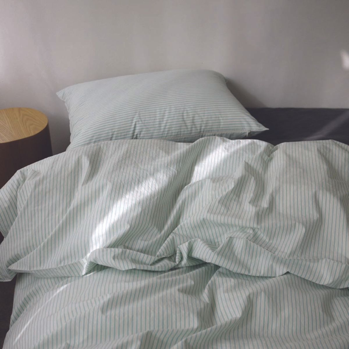 봄봄패브릭스(BOMBOM FABRICS) Soft, washed cotton bedding 60수 Stripe /pastel turquoise