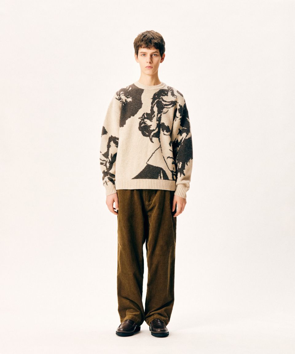 MUSINSA | ESPIONAGE Beethoven Knit Sweater Sand Beige