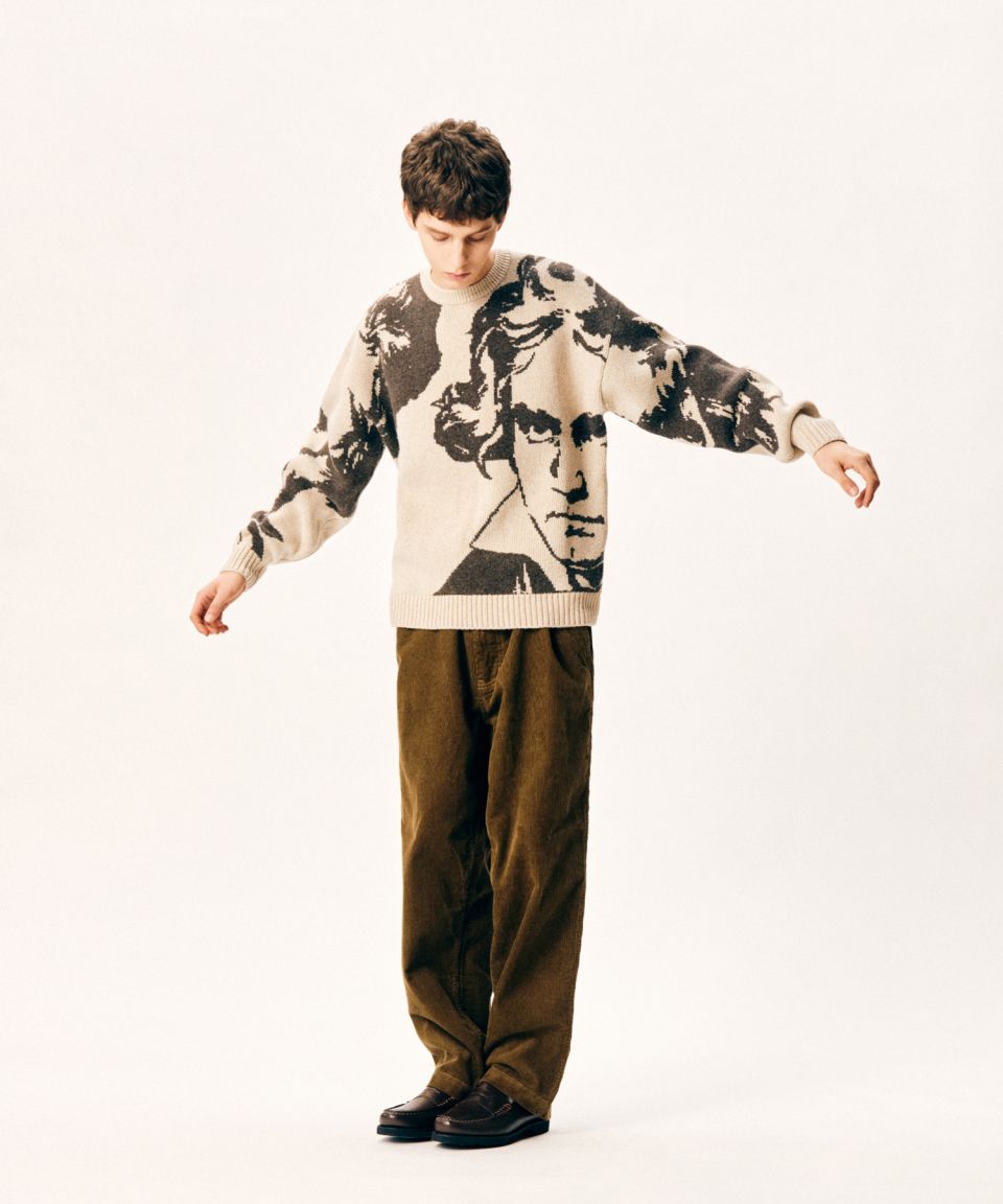 MUSINSA | ESPIONAGE Beethoven Knit Sweater Olive