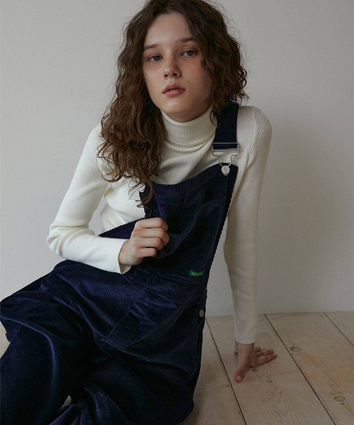 그린버터(GREENBUTTER) Corduroy Overall pants (Navy)
