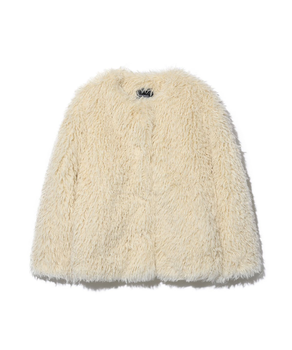 앤드로스(ANDROS) Collarless Shearling Jacket (Ivory)