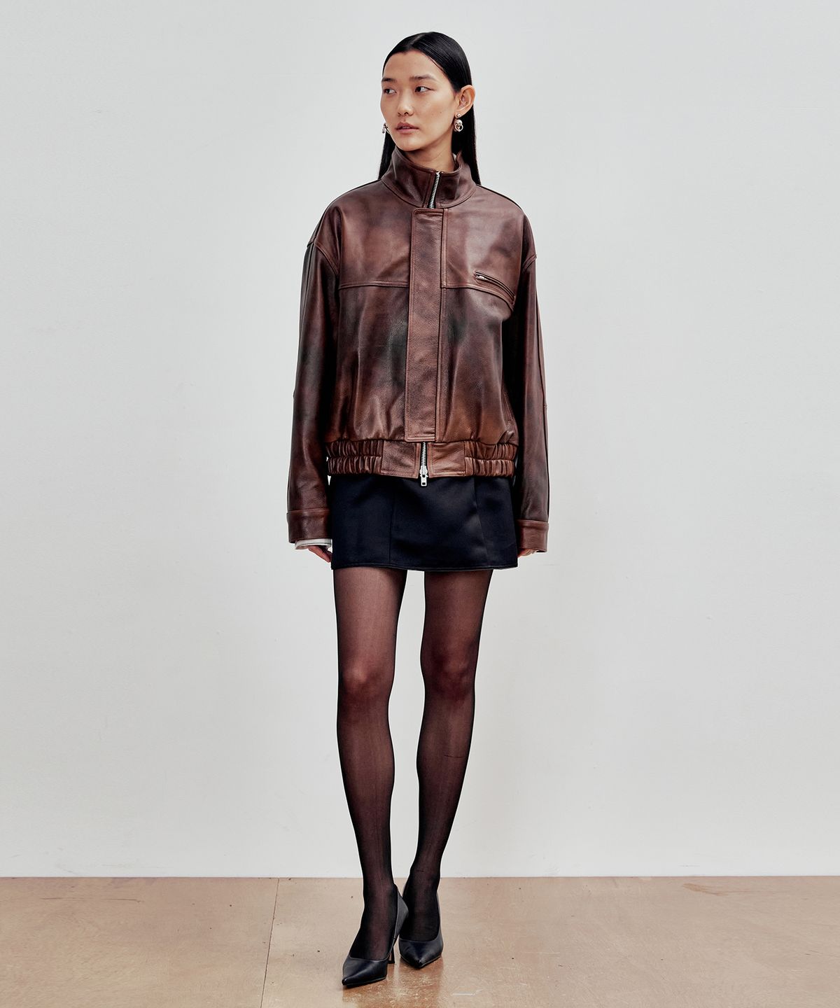 앤드로스(ANDROS) Cowhide Bomber Jacket (Brown)
