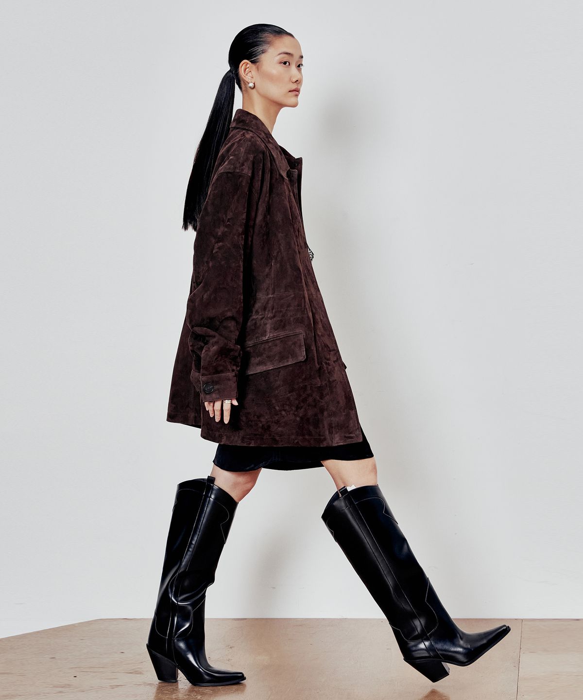 앤드로스(ANDROS) Oversized Goat Suede Jakcet (Chocolate Brown)