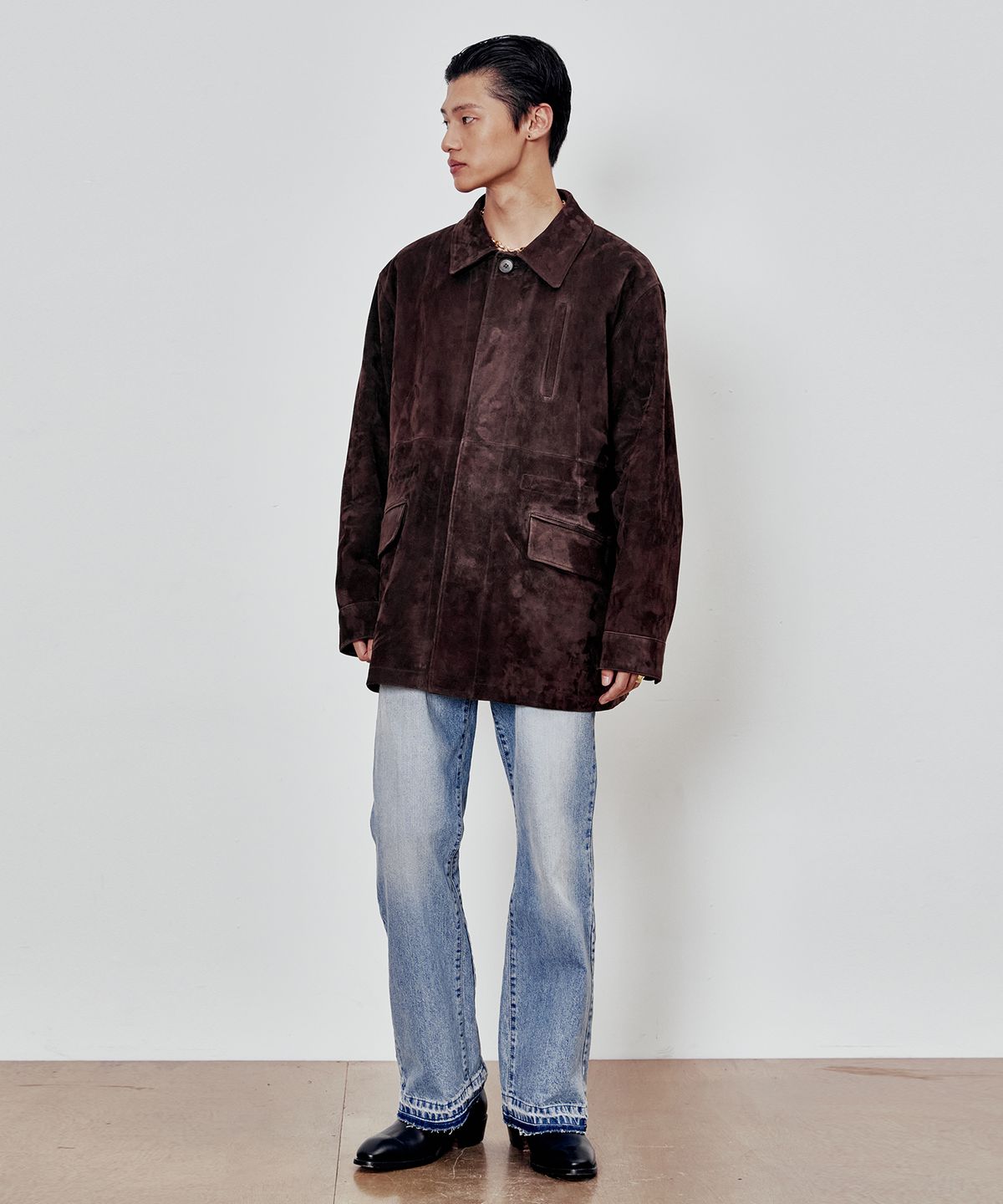 앤드로스(ANDROS) Oversized Goat Suede Jakcet (Chocolate Brown)