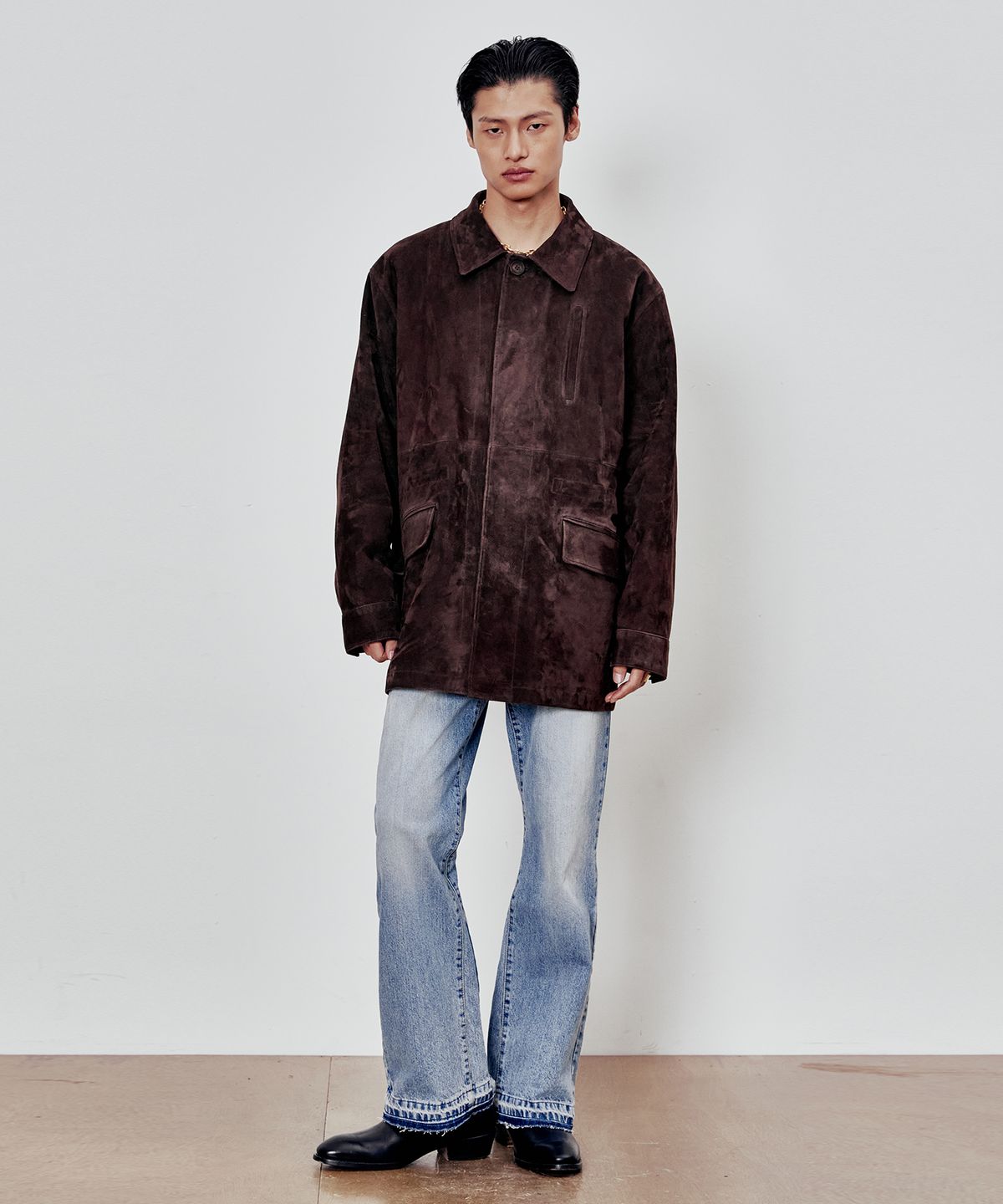 앤드로스(ANDROS) Oversized Goat Suede Jakcet (Chocolate Brown)
