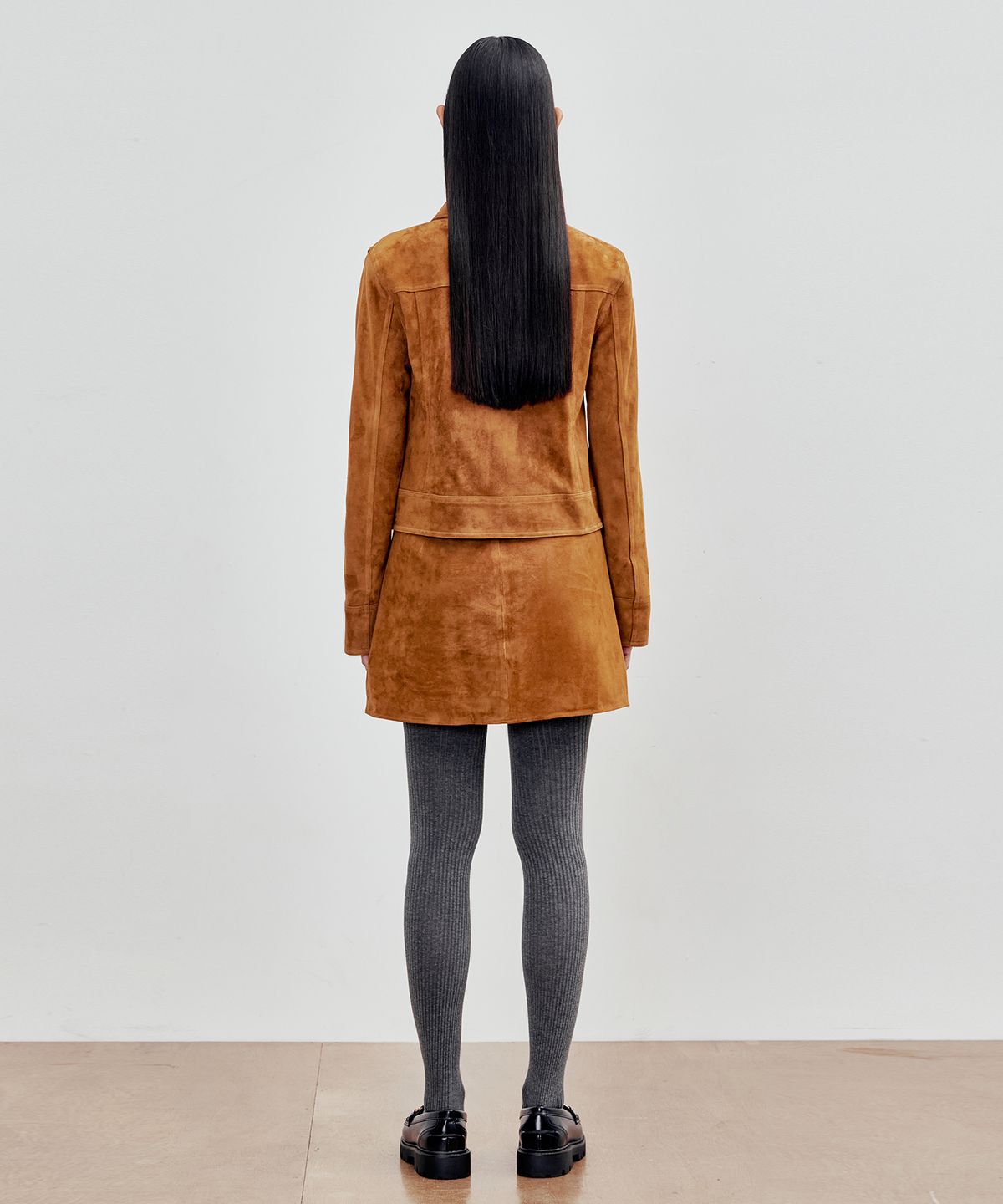 앤드로스(ANDROS) Goat Suede Miniskirt (Tinsel Brown)