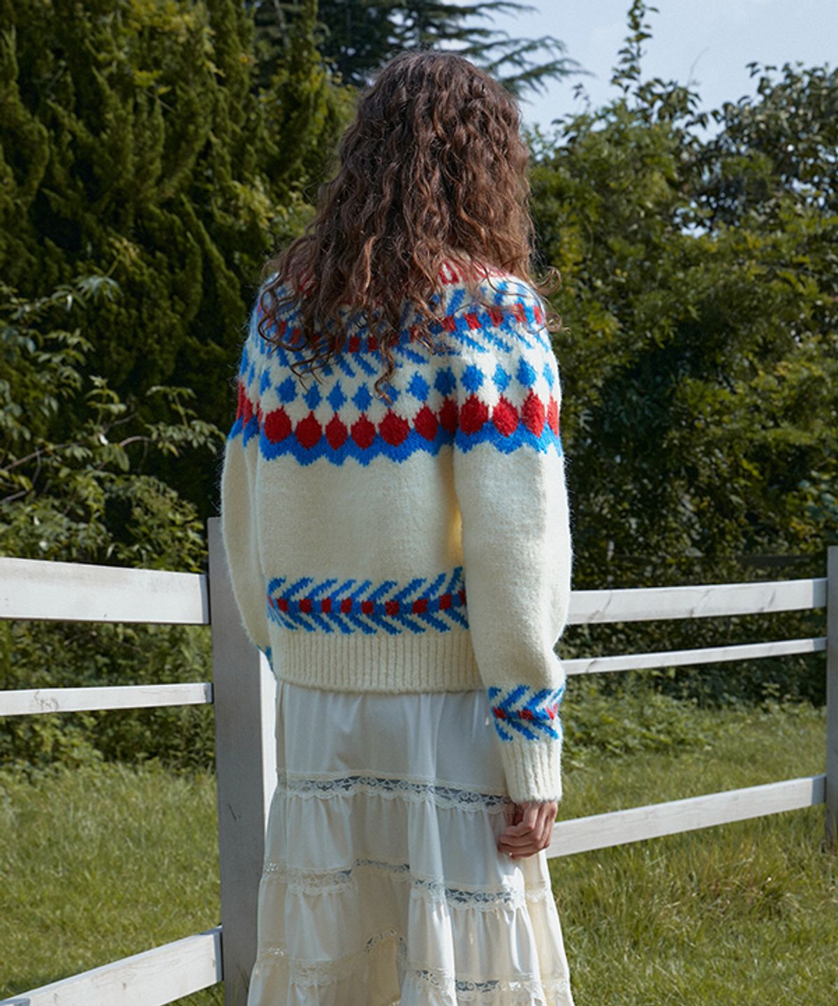 그린버터(GREENBUTTER) Two-way Dia Nordic Cardigan (Cream)