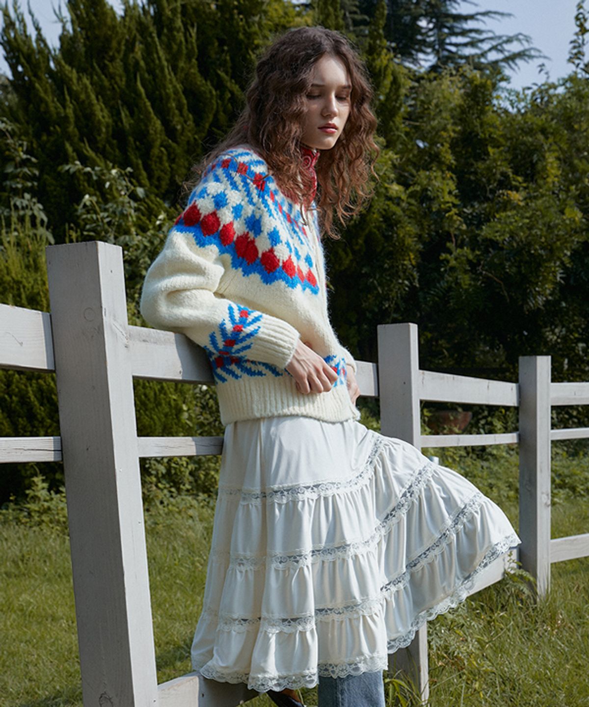 그린버터(GREENBUTTER) Two-way Dia Nordic Cardigan (Cream)