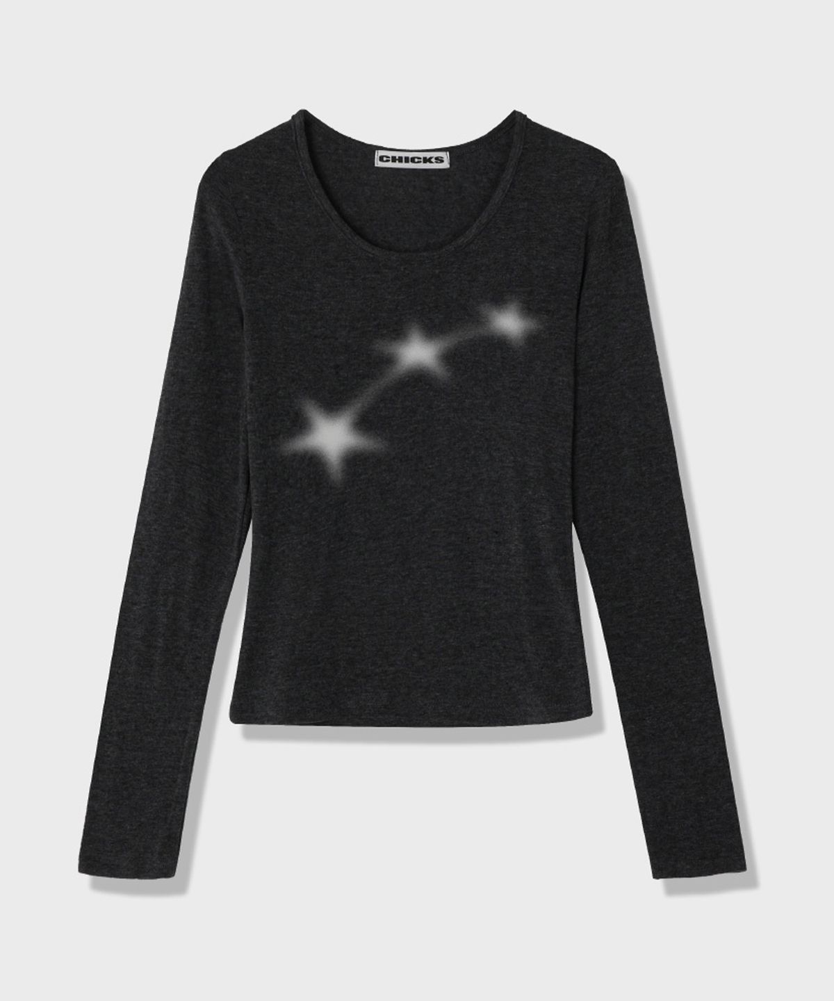 칙스(CHICKS) Starlight 롱 슬리브 티셔츠 White melange