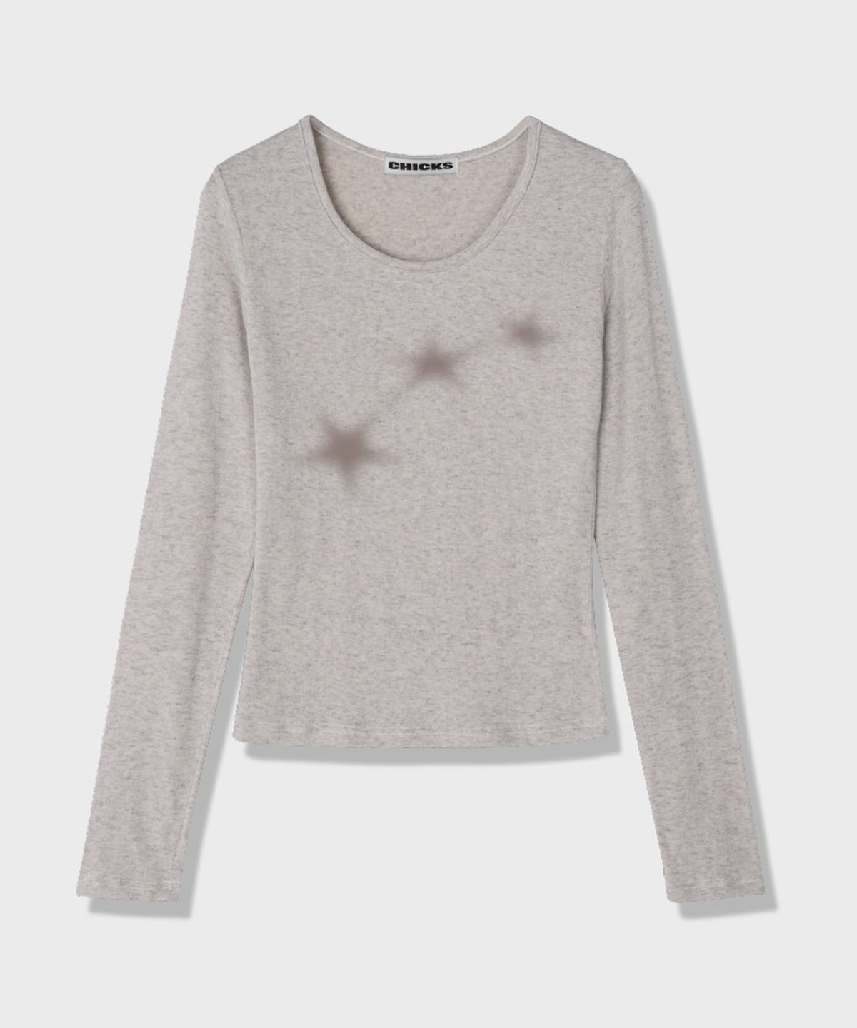칙스(CHICKS) Starlight 롱 슬리브 티셔츠 White melange