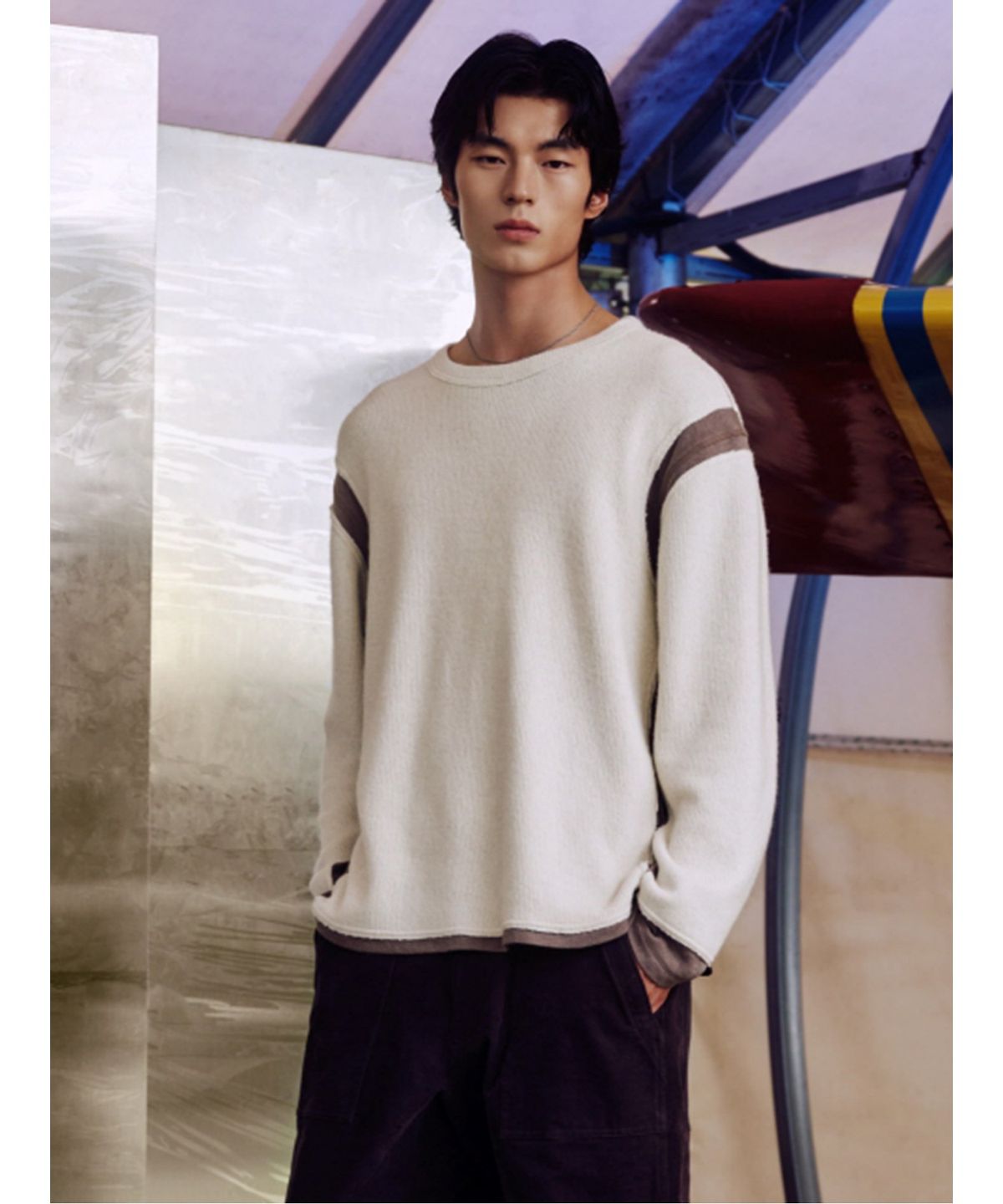 시프트지(SHIFT.G) Jergey Knit Patch Round  Ivory