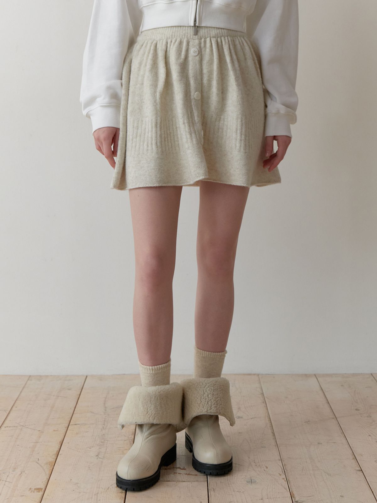 리엘(RE L) Mandarin knit skirt (oatmeal)