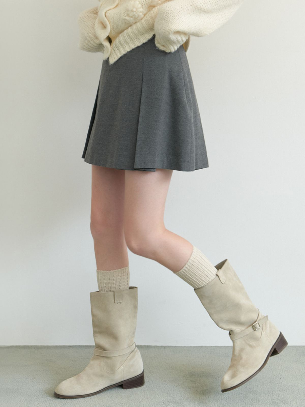 리엘(RE L) Lead mini skirt (gray)
