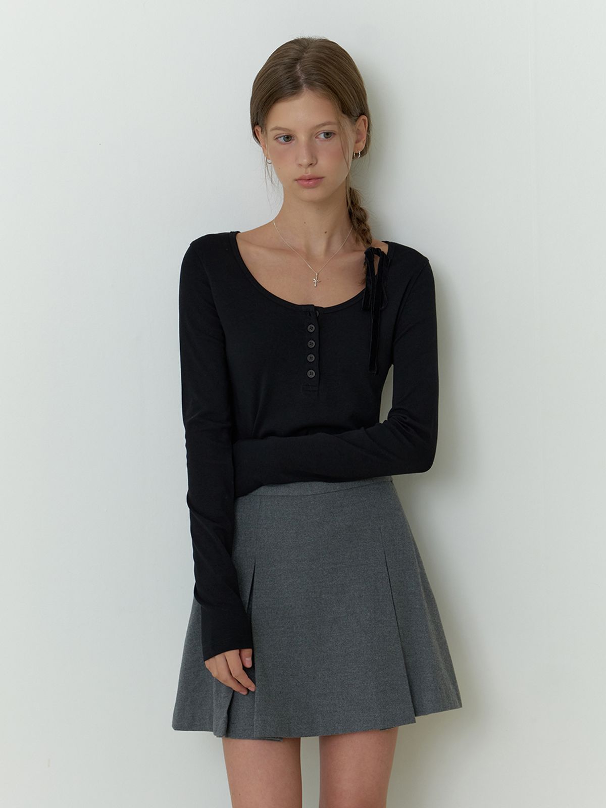 리엘(RE L) Lead mini skirt (gray)