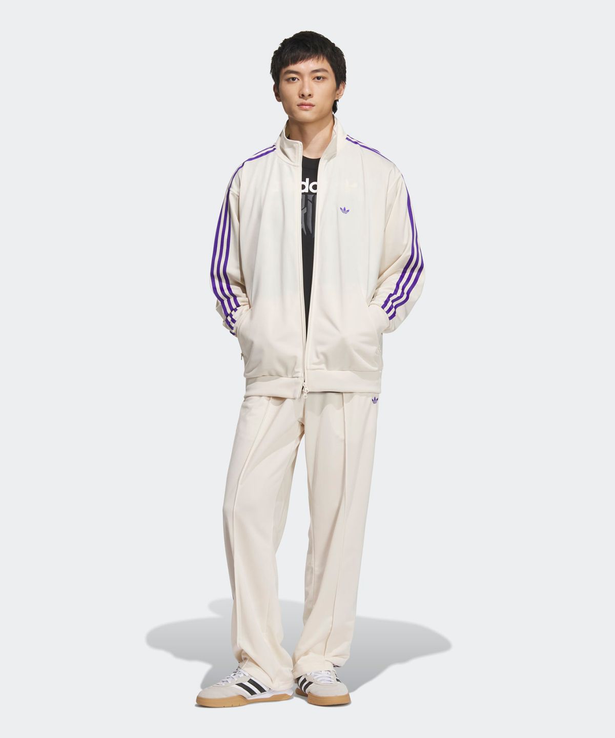아디다스(ADIDAS) BB 트랙탑 - 원더화이트:퍼플 / JD5269