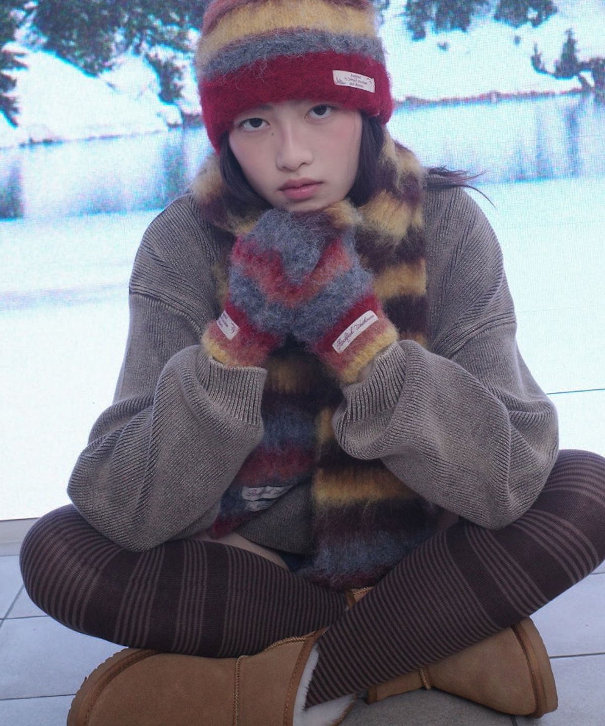 락피쉬웨더웨어(ROCKFISH WEATHERWEAR) STRIPE SHAGGY MITTENS - 5 colors