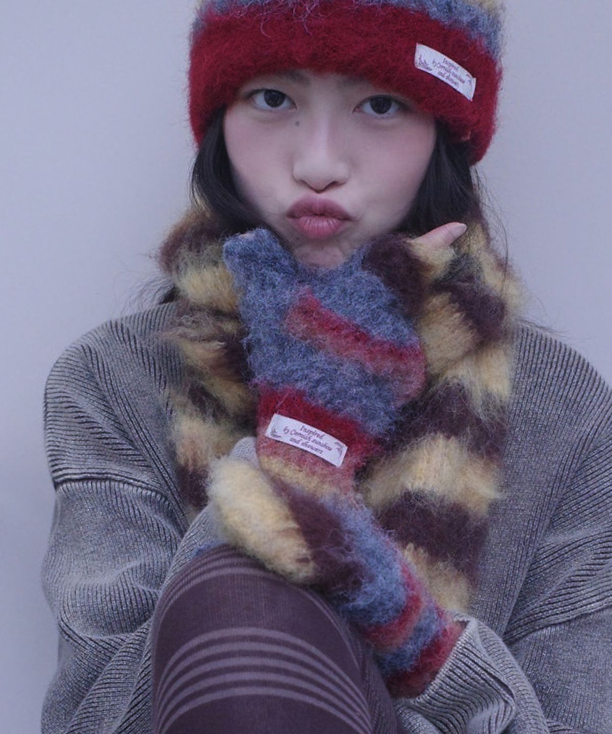 락피쉬웨더웨어(ROCKFISH WEATHERWEAR) STRIPE SHAGGY MITTENS - 5 colors