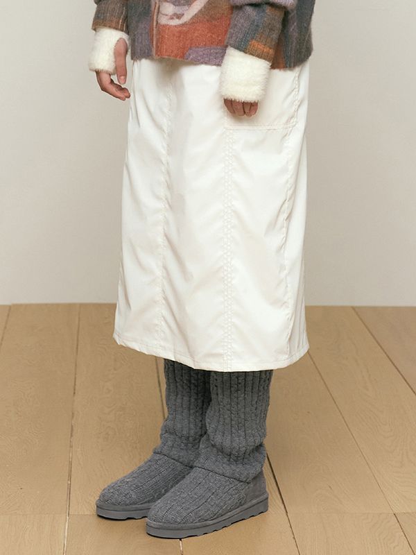 MUSINSA公式 | KIRSH Cable Knee Socks Boots [Melange Grey]
