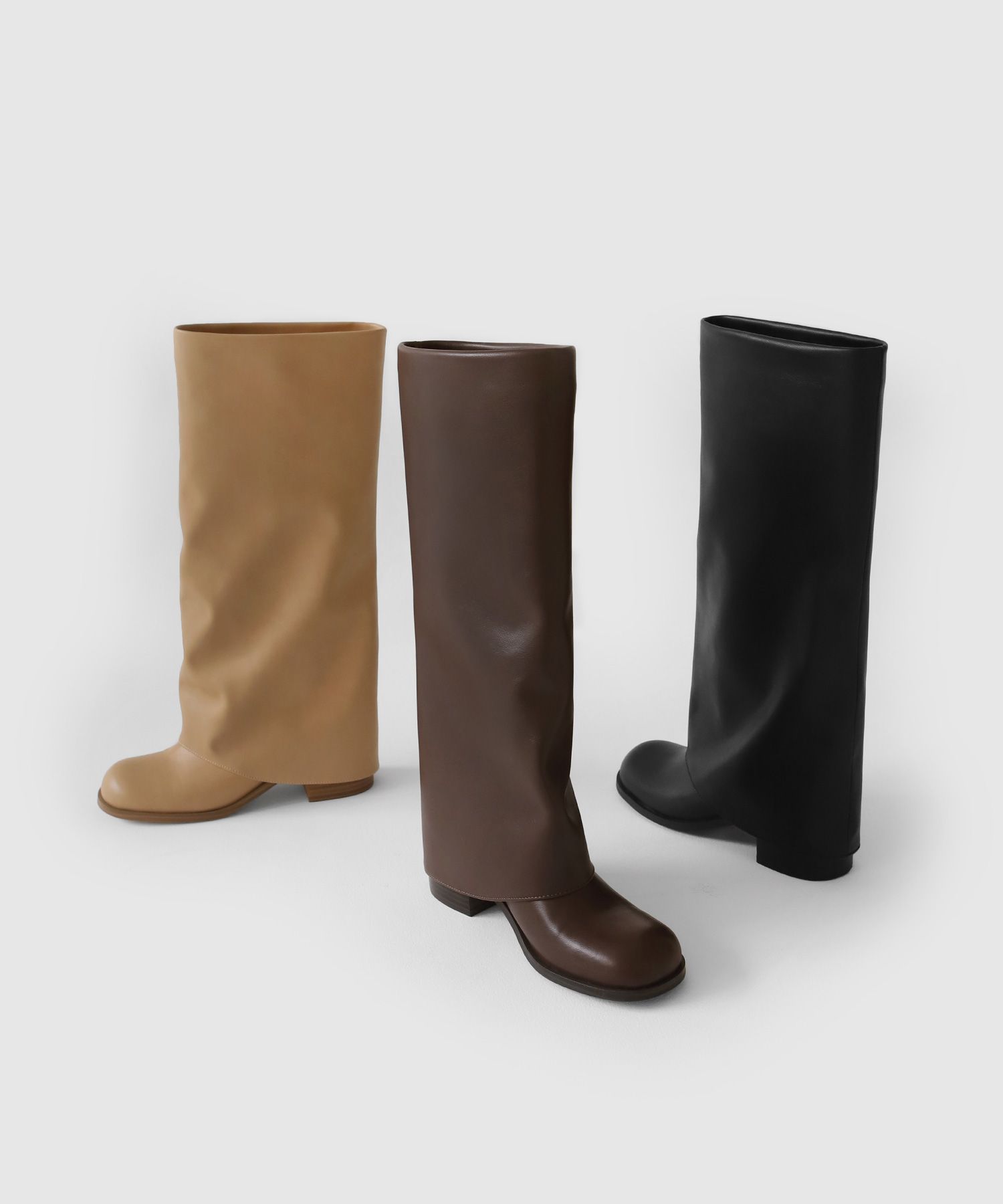 MUSINSA公式 | SAPPUN Bellian Round Fold Over Long Boots (5cm)