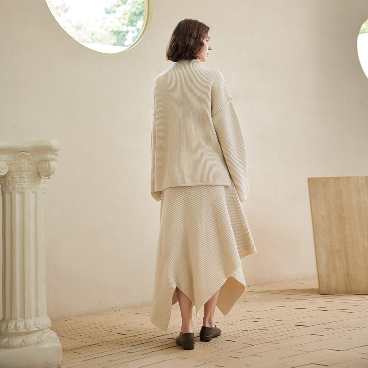 와이와이아이엠(YYIAM) YY_Loose irregular hem skirt_IVORY