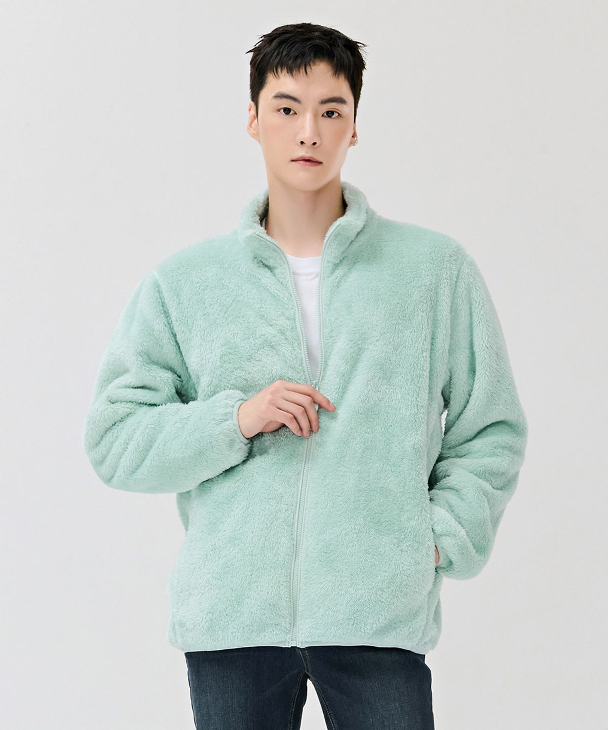 체이스컬트(CHASECULT) 공용 베이직 퍼플리스 집업 점퍼-민트