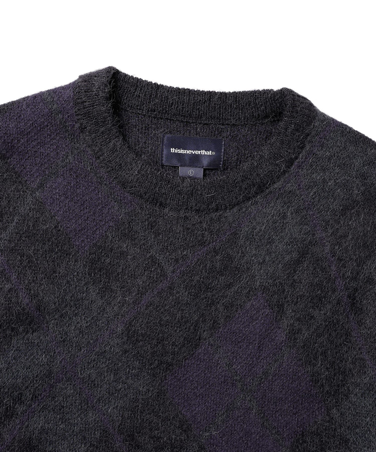 MUSINSA公式 | thisisneverthat Mohair Argyle Knit Sweater Dark Purple