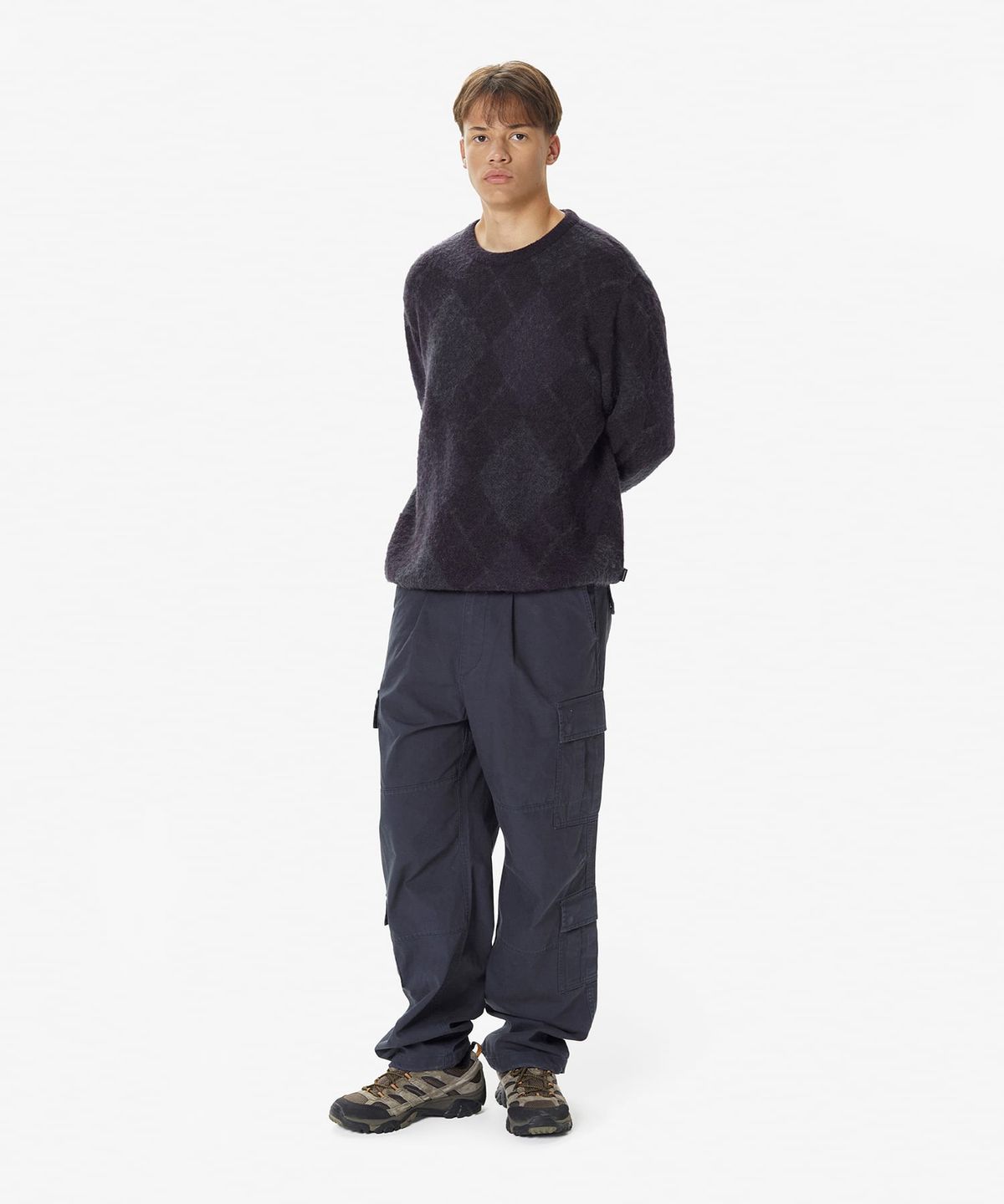 디스이즈네버댓(THISISNEVERTHAT) Mohair Argyle Knit Sweater Dark Purple