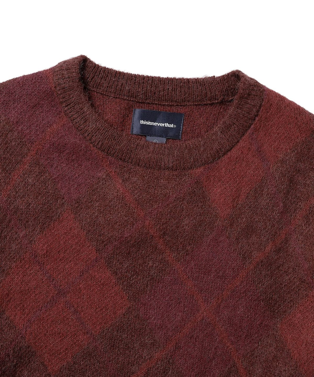 디스이즈네버댓(THISISNEVERTHAT) Mohair Argyle Knit Sweater Burgundy