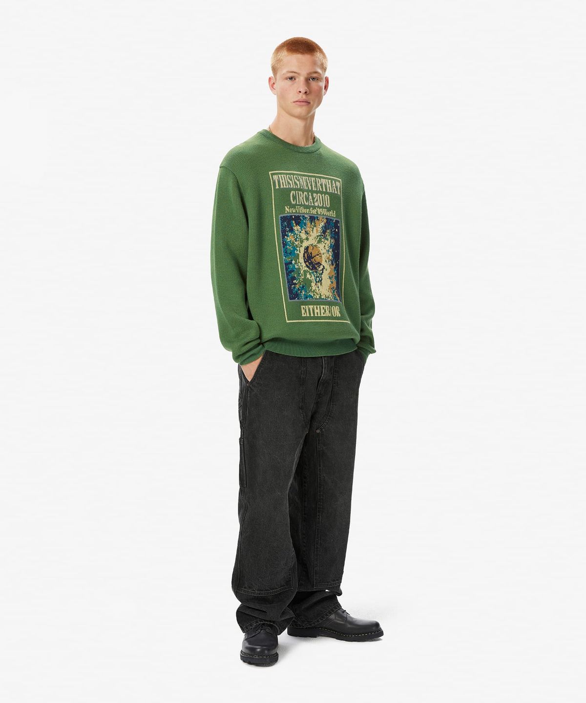 디스이즈네버댓(THISISNEVERTHAT) Basketball Hoop Knit Sweater Green