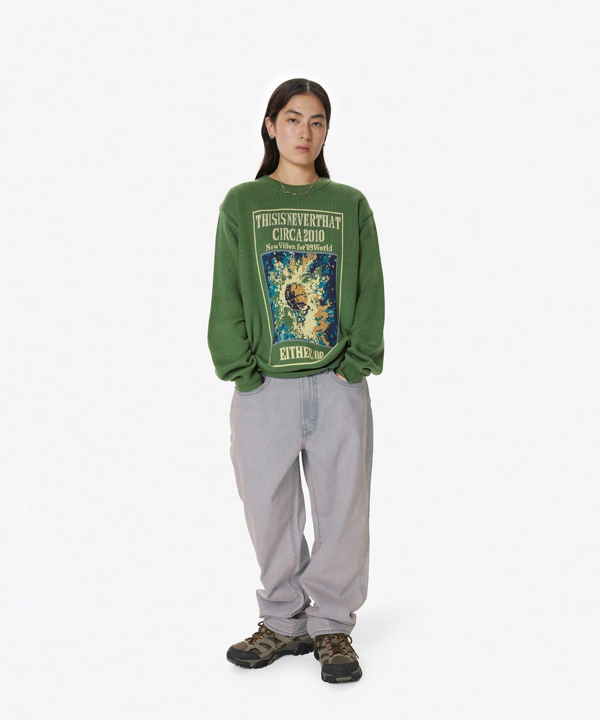 디스이즈네버댓(THISISNEVERTHAT) Basketball Hoop Knit Sweater Green