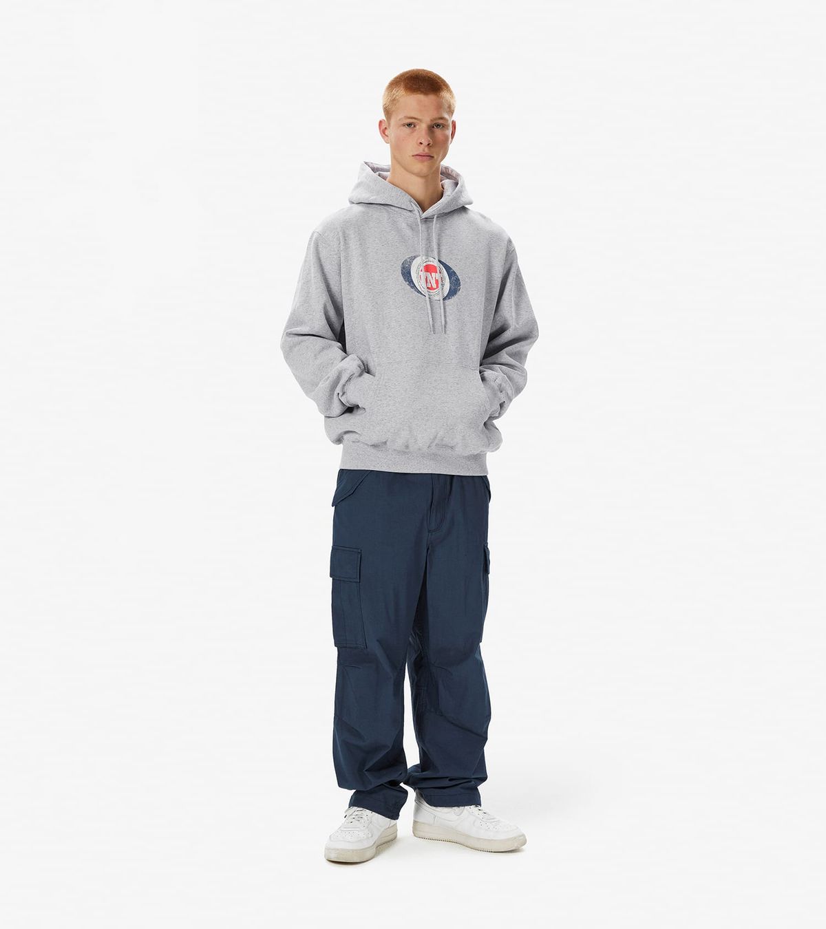 디스이즈네버댓(THISISNEVERTHAT) TNT Oval Hoodie Heather Grey