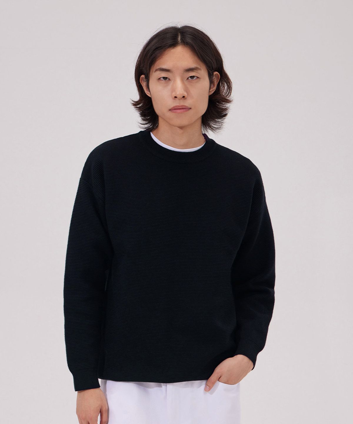 메이킷투(MAKEITTO) 데일리 비스코스 크루넥 니트_블랙