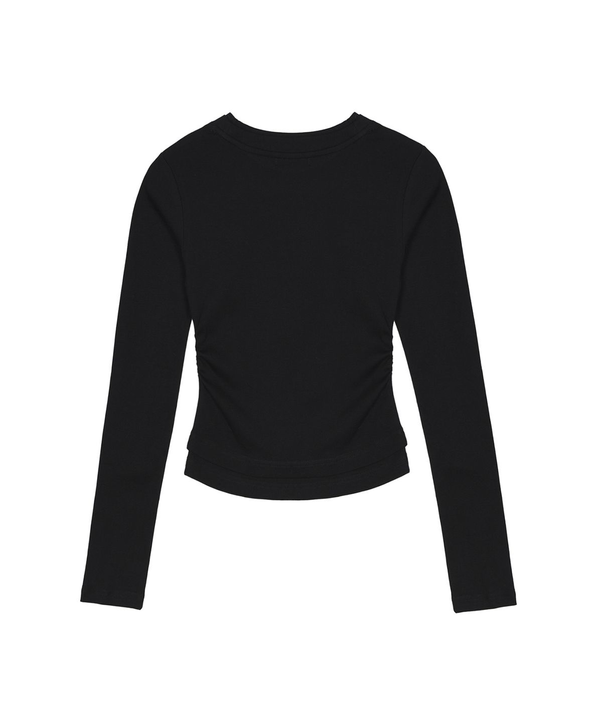 닉앤니콜(NICK&NICOLE) MINIMAL SHIRRING DOUBLE LAYERED TOP_BLACK