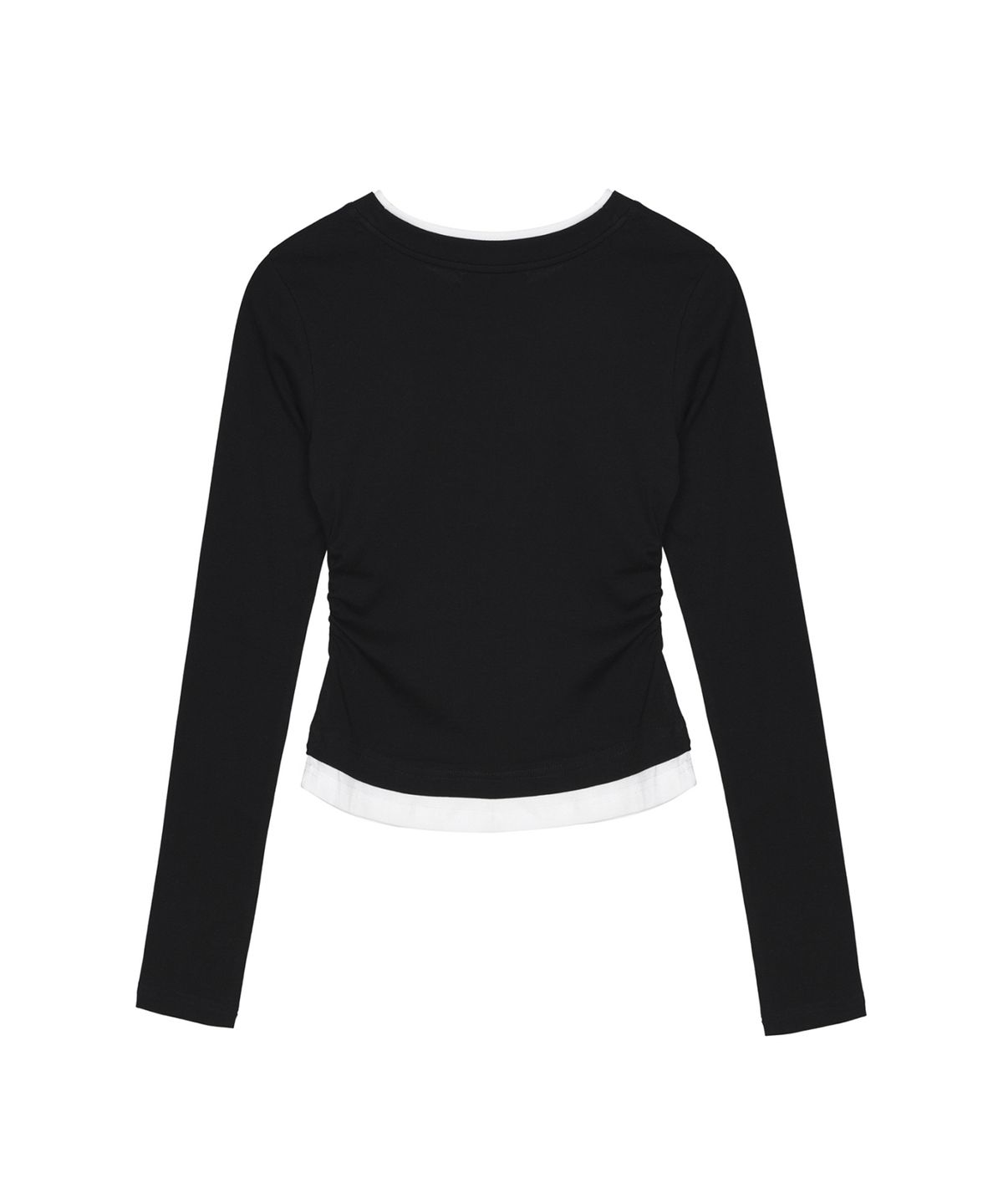 닉앤니콜(NICK&NICOLE) SHIRRING DOUBLE LAYERED TOP_BLACK