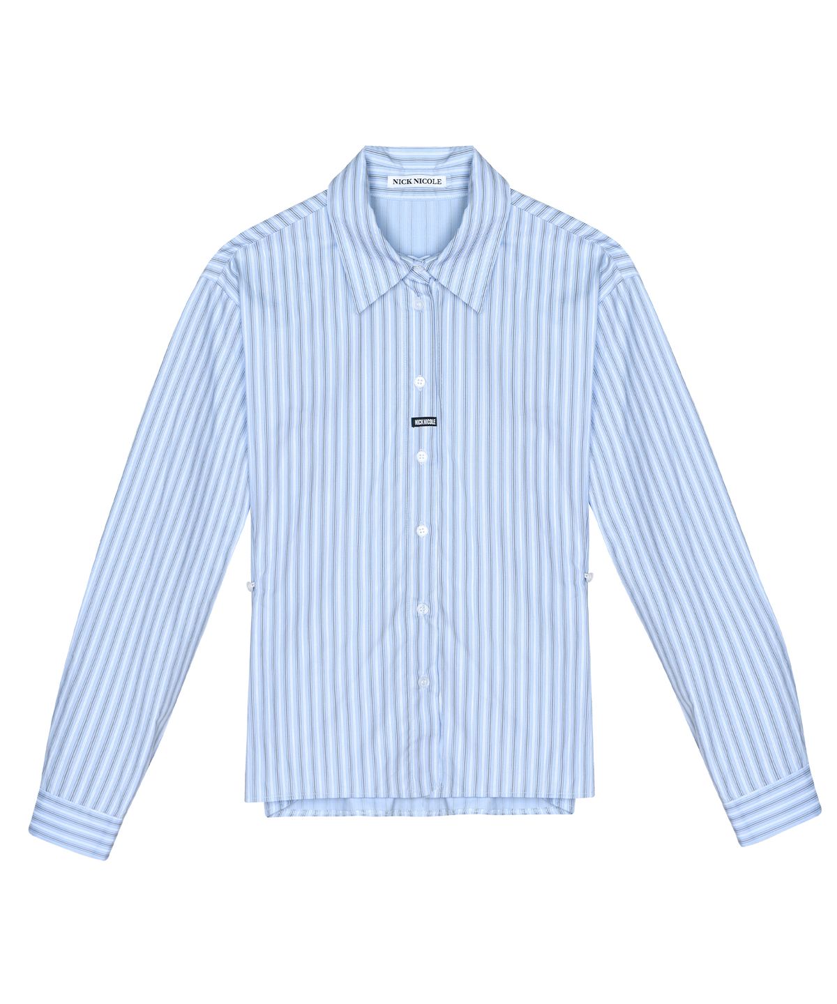 닉앤니콜(NICK&NICOLE) NICOLE LABEL STRIPE WRINKLE SLEEVE SHIRT_SKY BLUE