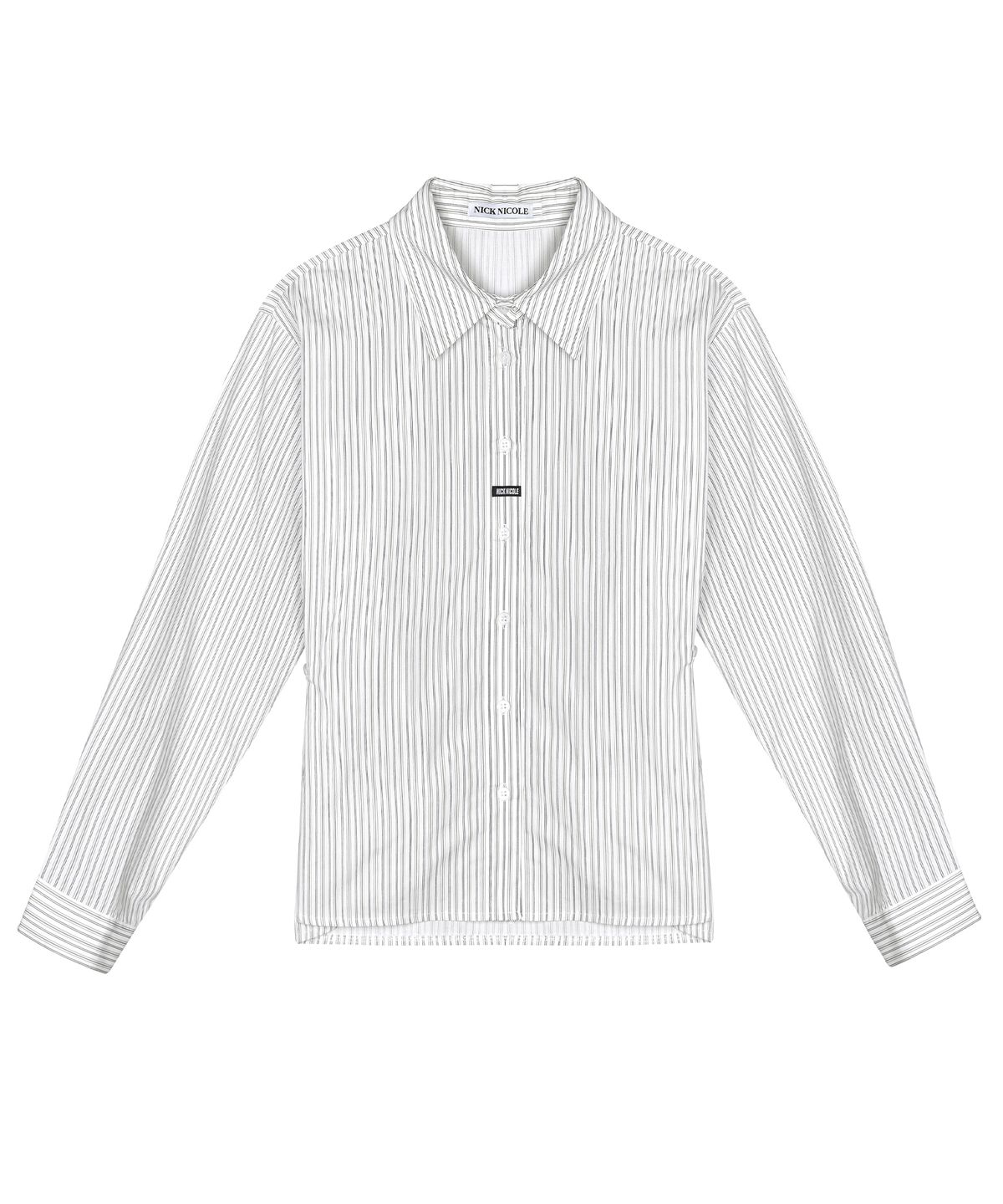 닉앤니콜(NICK&NICOLE) NICOLE LABEL STRIPE WRINKLE SLEEVE SHIRT_IVORY