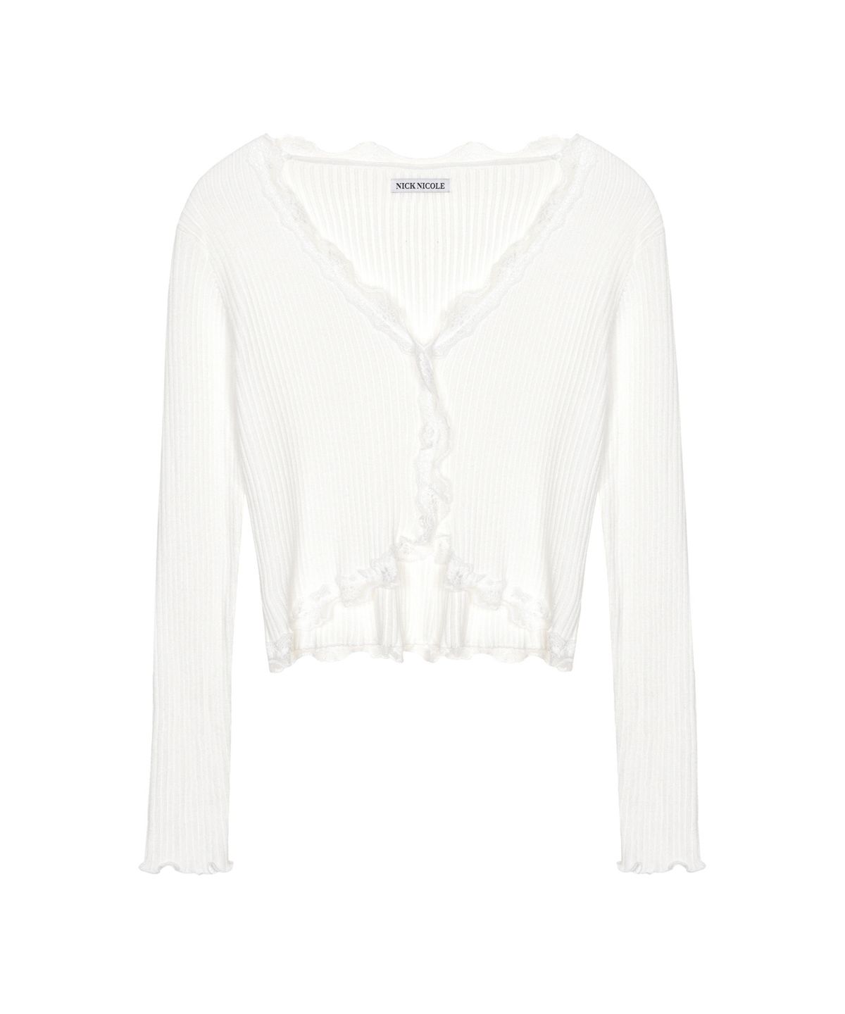 닉앤니콜(NICK&NICOLE) LACE FRILL ESSENTIAL CROP CARDIGAN_3 COLOR