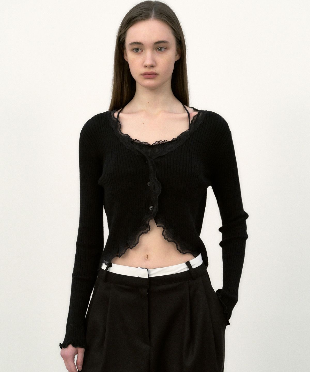 닉앤니콜(NICK&NICOLE) LACE FRILL ESSENTIAL CROP CARDIGAN_3 COLOR