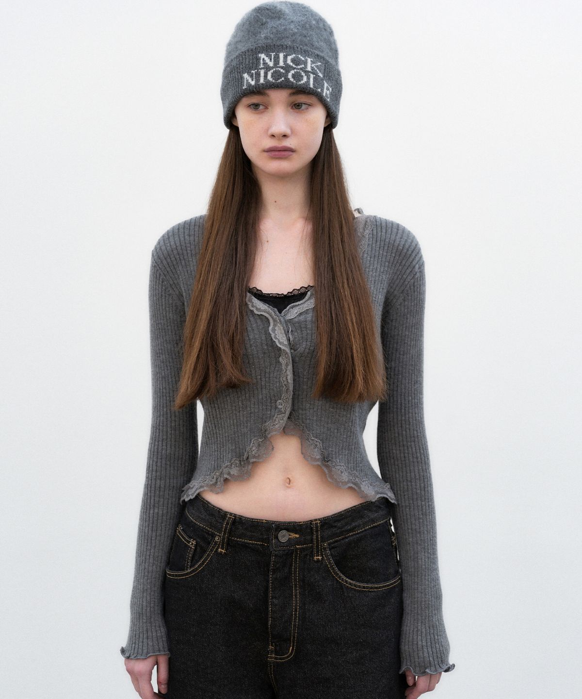 닉앤니콜(NICK&NICOLE) LACE FRILL ESSENTIAL CROP CARDIGAN_3 COLOR