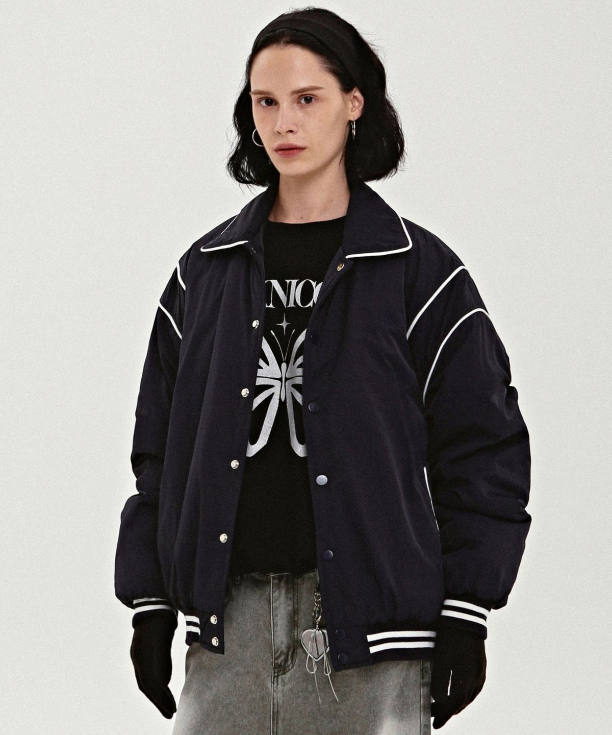 닉앤니콜(NICK&NICOLE) NICOLE VARSITY PADDING JUMPER_NAVY