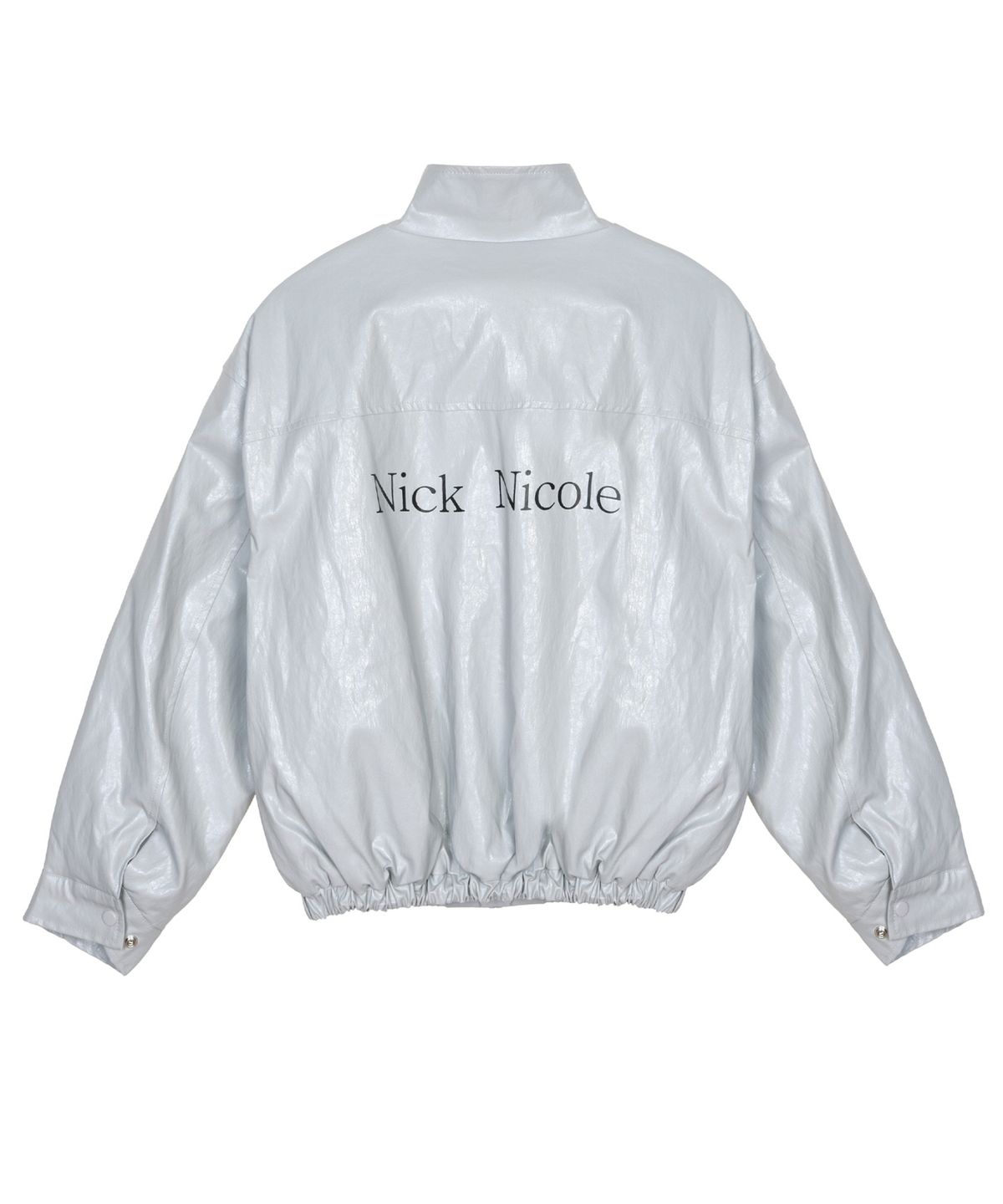 닉앤니콜(NICK&NICOLE) NICOLE LEATHER LOGO PADDING JUMPER_GRAY