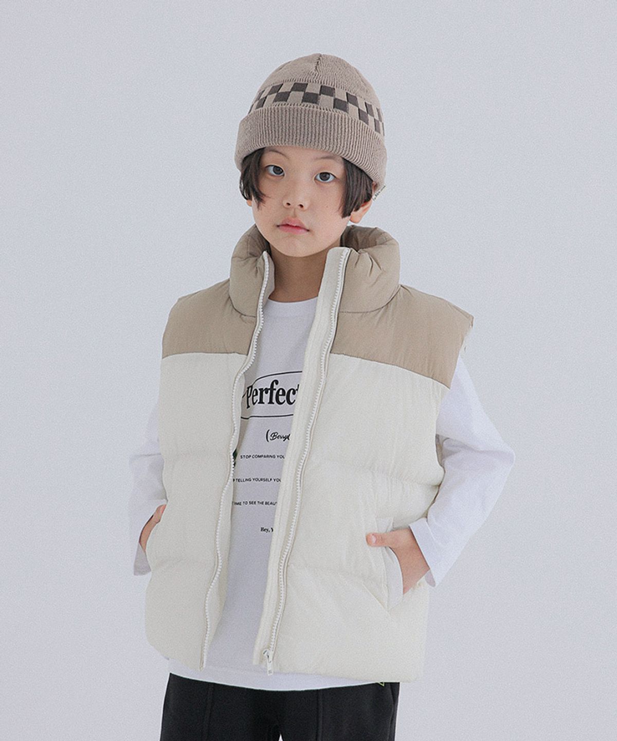 베리클로젯(BERRYCLOSET) 콤비 블록 패딩 조끼