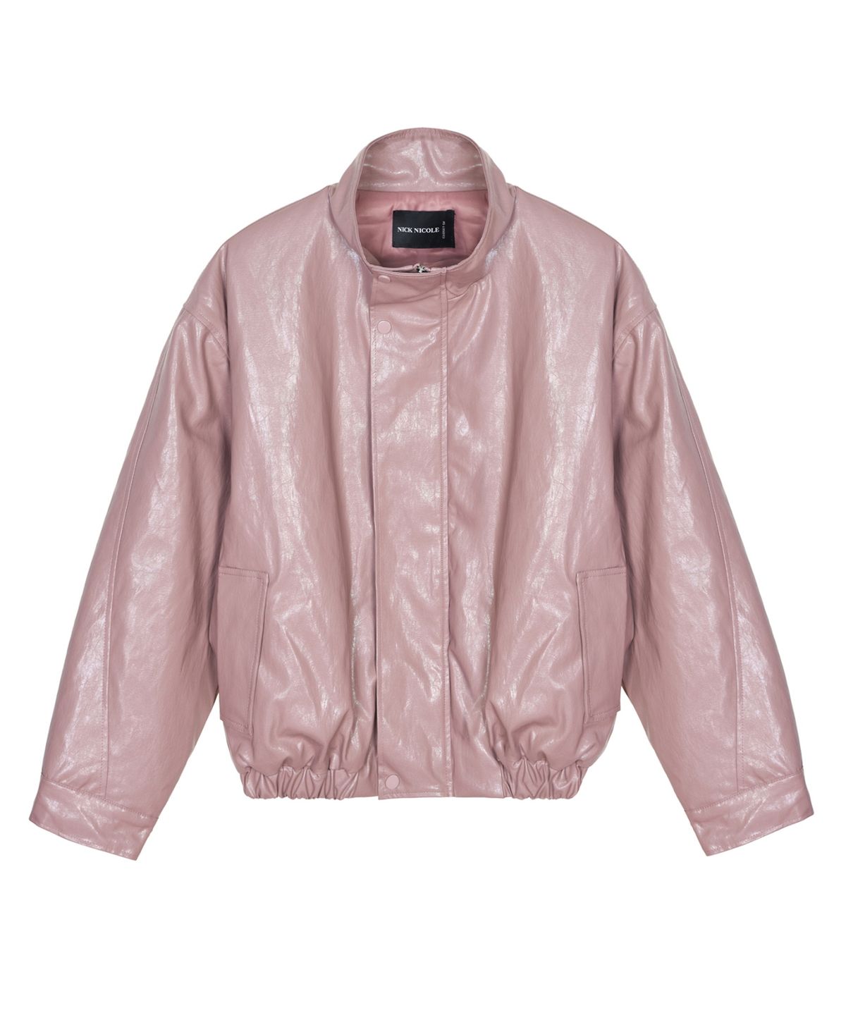 닉앤니콜(NICK&NICOLE) NICOLE LEATHER LOGO PADDING JUMPER_INDI PINK
