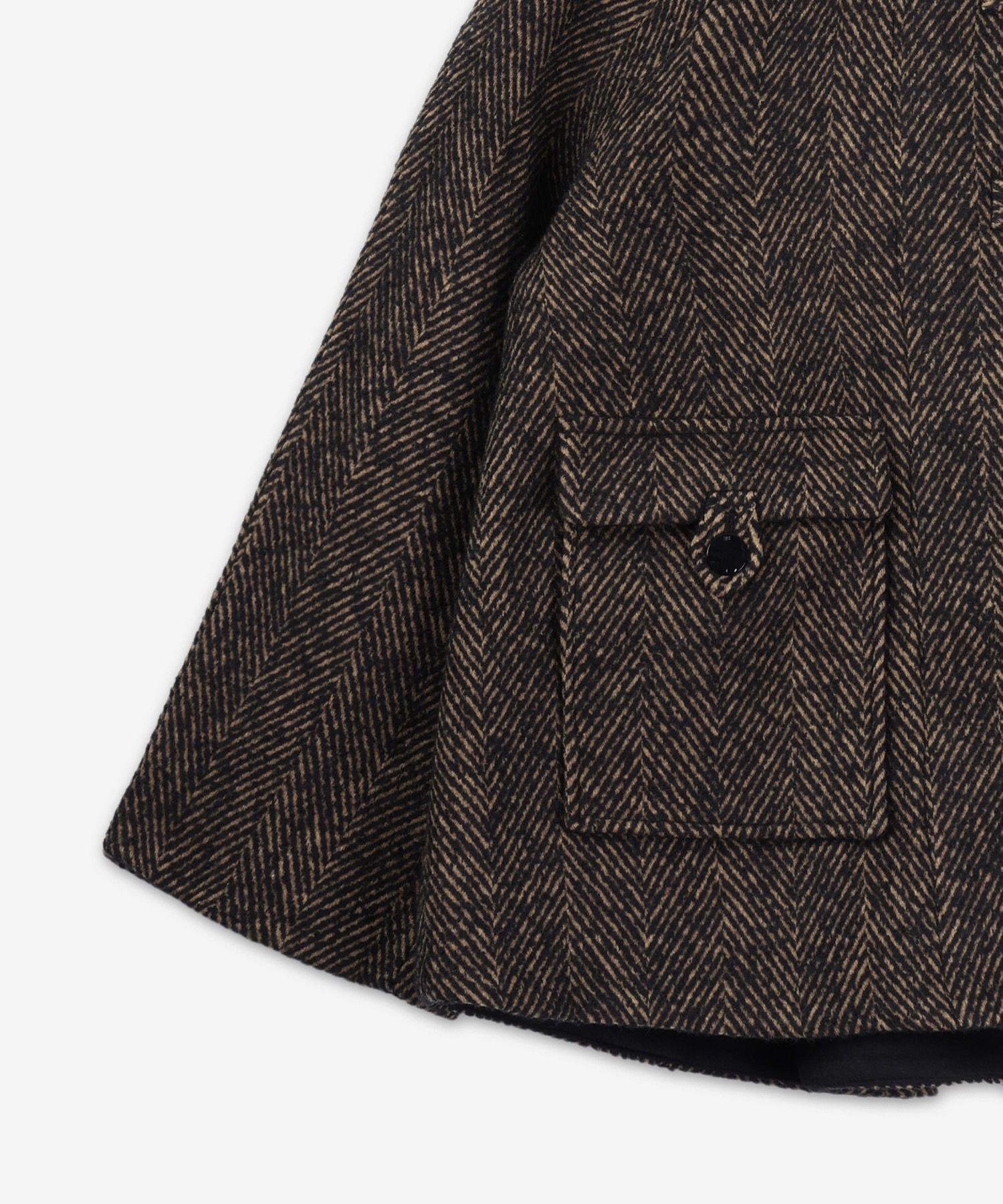 MUSINSA | GANNI Herringbone Wool Midi Jacket - Shitake