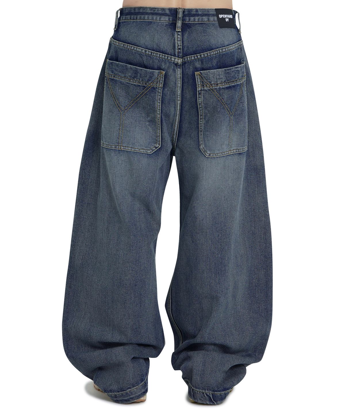 오픈야드(오와이)(OPENYARD(OY)) STITCHED WIDE VOLUME PANTS - WASHED BLUE