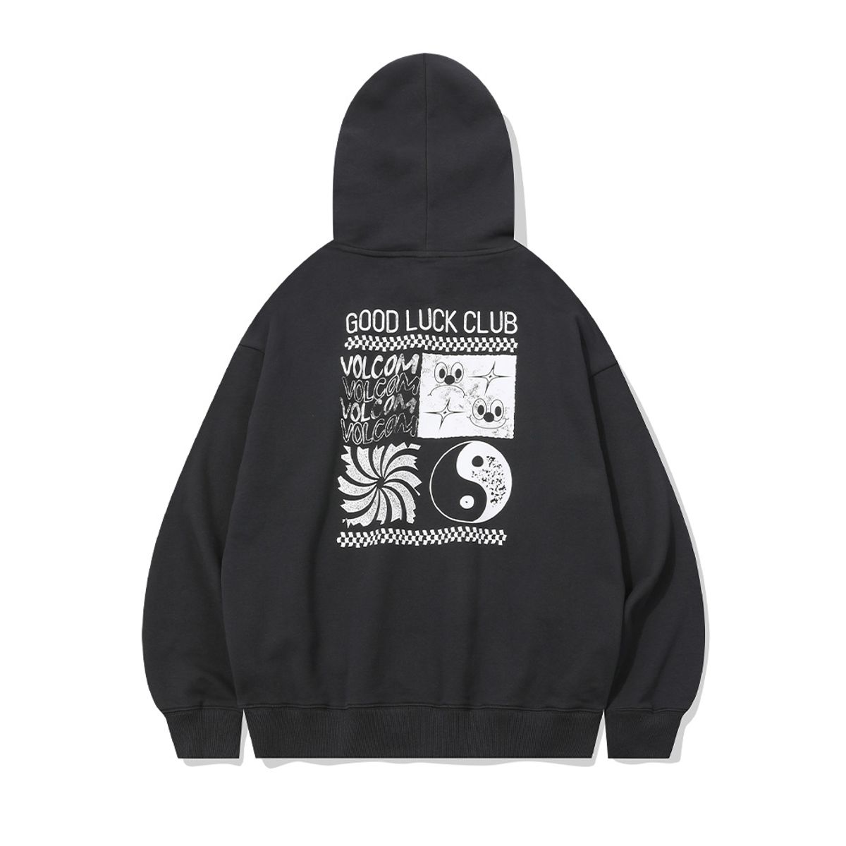 볼컴(VOLCOM) 굿 럭 클럽 오버핏 후드티셔츠 (다크 차콜) VA243HM002